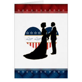 Patriottic Heart Love Couple Kissing Blank Card