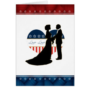 Patriottic Heart Love Couple Kissing Blank Card