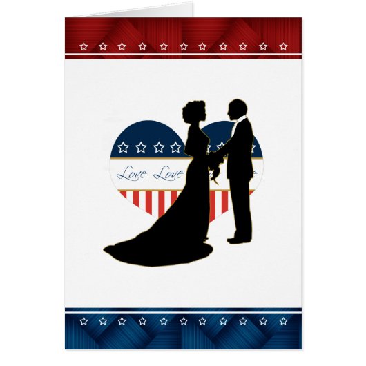 Patriottic Heart Love Couple Kissing Blank Card (Voorkant)