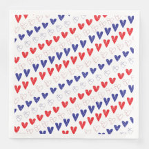 Patriottic Hearts Dinner Napkins