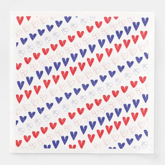 Patriottic Hearts Dinner Napkins Servet (Voorkant)