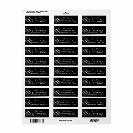Patriottic Industrial American Flag Return Labels (Full Sheet)