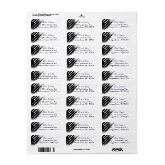 Patriottic Industrial American Flag Return Labels (Full Sheet)