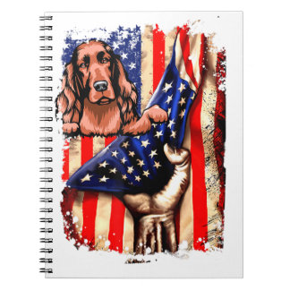 Patriottic Irish Setter American Flag Dog Notitieboek