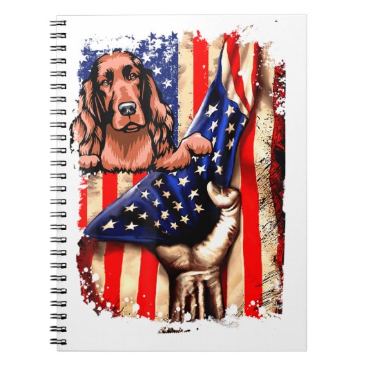 Patriottic Irish Setter American Flag Dog Notitieboek (Voorkant)