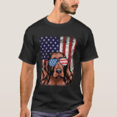 Patriottic Irish Setter American Flag Dog T-shirt (Voorkant)