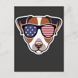 Patriottic Jack Russell US Flag Julth gift Briefkaart