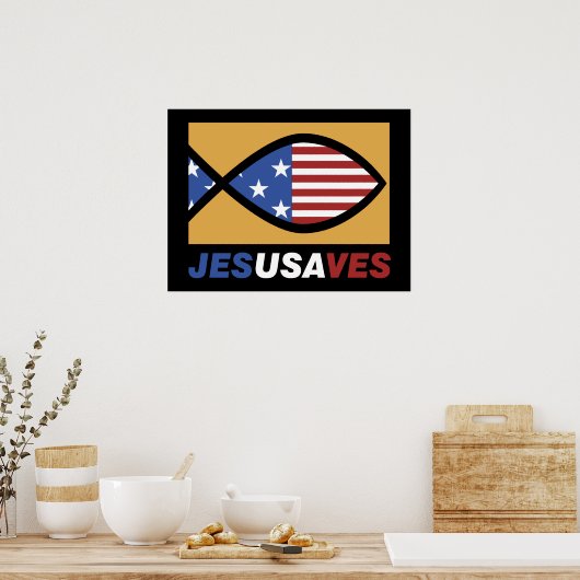 Patriottic Jesus bewaart poster (Keuken)