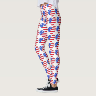 Patriottic Juli 4 de Vlag van het Hart Rood Wit en Leggings