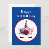 Patriottic Juli 4e Fantasy Unicorn Feestdagenkaart (Voorkant / Achterkant)