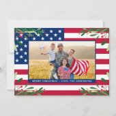 Patriottic Kerstmis Aangepast Foto Amerikaanse vla Feestdagenkaart (Voorkant)