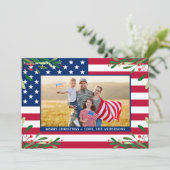 Patriottic Kerstmis Aangepast Foto Amerikaanse vla Feestdagenkaart (Staand voorkant)
