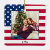 Patriottic Kerstmis - Aangepaste foto Amerikaanse  Keramisch Ornament (Achterkant)