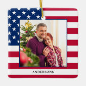 Patriottic Kerstmis - Aangepaste foto Amerikaanse  Keramisch Ornament (Voorkant)