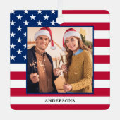 Patriottic Kerstmis - Aangepaste foto Amerikaanse  Metalen Ornament (Voorkant)