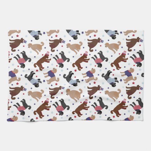 Patriottic Labradole Pattern Theedoek (Horizontaal)