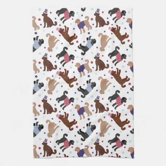 Patriottic Labradole Pattern Theedoek (Verticaal)