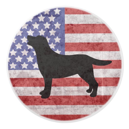 Patriottic Labrador Outline American Flag Knob Keramische Knop (Voorkant)