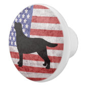 Patriottic Labrador Outline American Flag Knob Keramische Knop (Rechts)