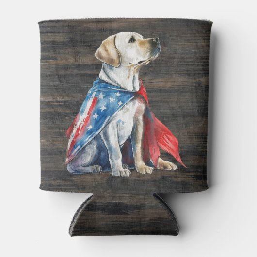 Patriottic Labrador Retriever Dog Rustic 4 juli Blikjeskoeler (Voorkant)