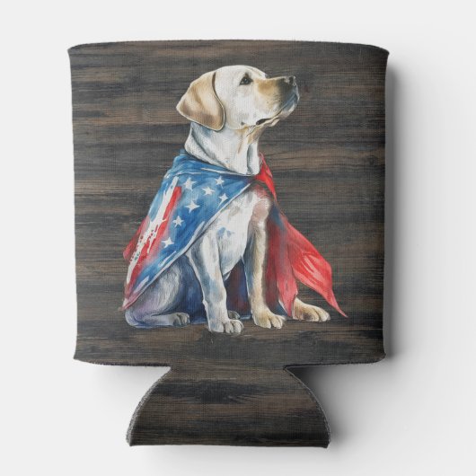 Patriottic Labrador Retriever Dog Rustic 4 juli Blikjeskoeler (Achterkant)