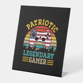 Patriottic Legendary Gamer American Independence Reclamebord Met Voetstuk