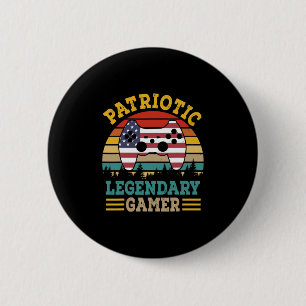 Patriottic Legendary Gamer American Independence Ronde Button 5,7 Cm