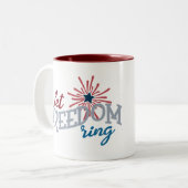 Patriottic let Freedom Ring voegt monogram toe Tweekleurige Koffiemok (Voorkant links)