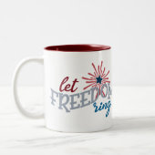 Patriottic let Freedom Ring voegt monogram toe Tweekleurige Koffiemok (Links)