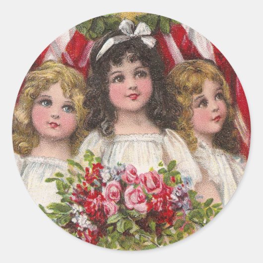 Patriottic Liberty Girls Ronde Sticker (Voorkant)