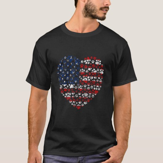 Patriottic Love Heart American Flag Graphic Fourth T-shirt (Voorkant)