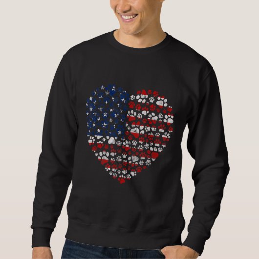 Patriottic Love Heart American Flag Graphic Fourth Trui (Voorkant)