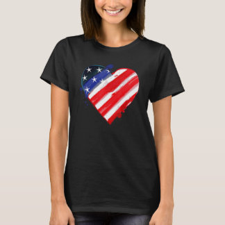 Patriottic Love Heart US American Flag Color 4t T-shirt
