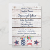 Patriottic Love Rustic 4 juli Couple's Shower Kaart (Voorkant)