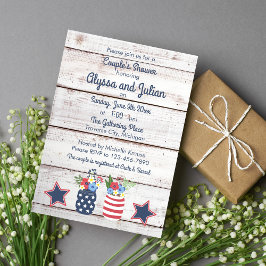 Patriottic Love Rustic 4 juli Couple's Shower Kaart