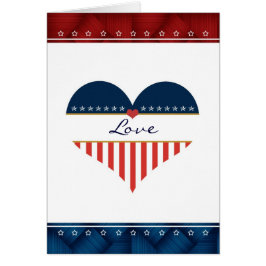Patriottic Love USA Flag Heart Blank Card