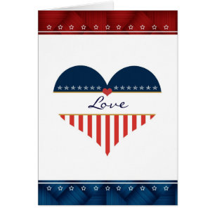 Patriottic Love USA Flag Heart Blank Card