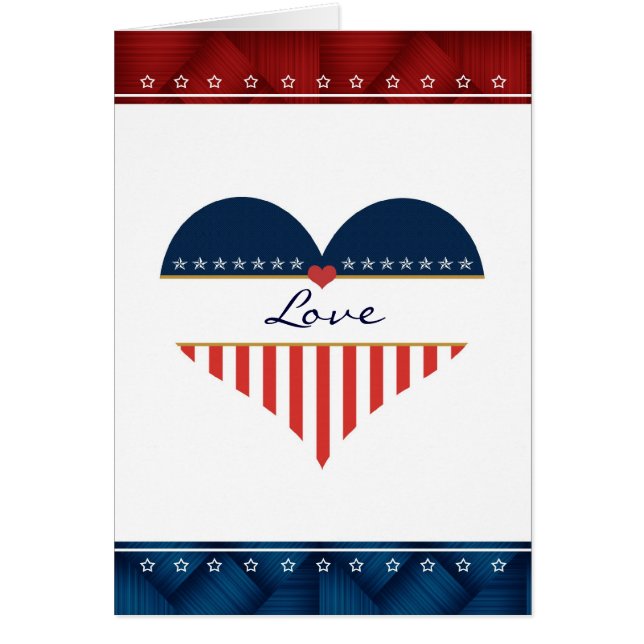 Patriottic Love USA Flag Heart Blank Card (Voorkant)