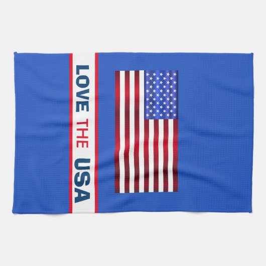 Patriottic Love USA Flag Kitchen Towel Theedoek (Horizontaal)