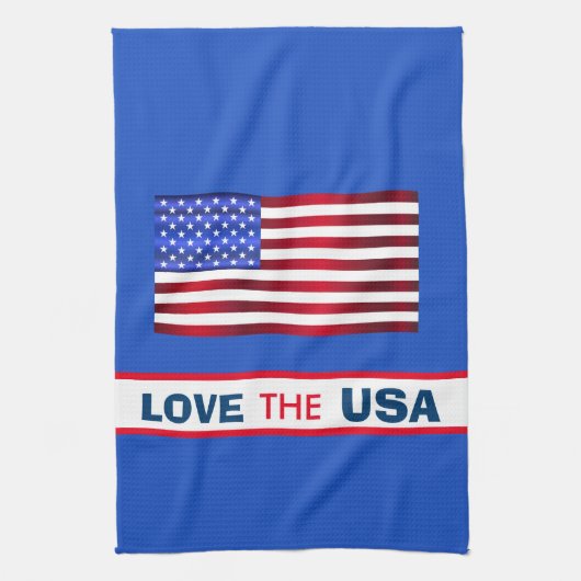 Patriottic Love USA Flag Kitchen Towel Theedoek (Verticaal)