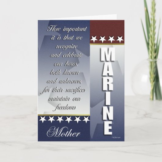 Patriottic Marine Troop Support Card voor moeder Bedankkaart (Voorkant)