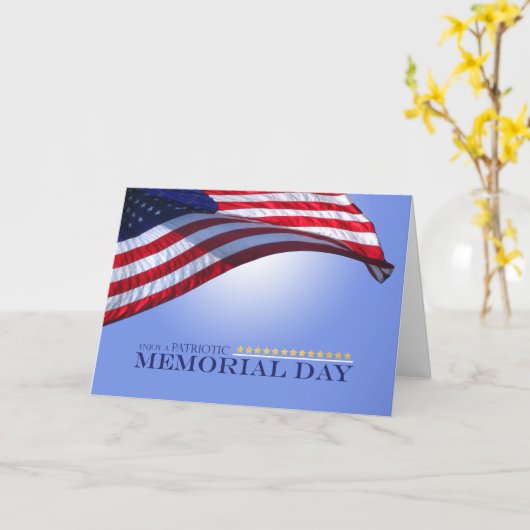 Patriottic Memorial Day Card met Amerikaanse vlag Kaart (Gele Bloem)