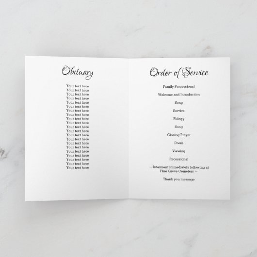 Patriottic Memorial Veteran Funeral Order Service Programma (Binnen)