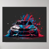 Patriottic Paint Splatter BMW Poster (Voorkant)
