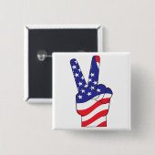 Patriottic Peace Sign USA Vierkante Button 5,1 Cm (Voorkant /achterkant)