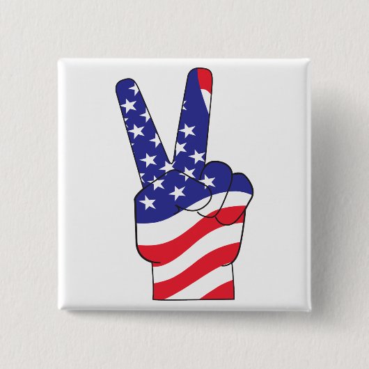 Patriottic Peace Sign USA Vierkante Button 5,1 Cm (Voorkant)