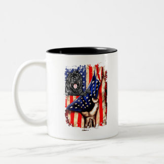 Patriottic Portugal Water Dog American Flag Dog Tweekleurige Koffiemok