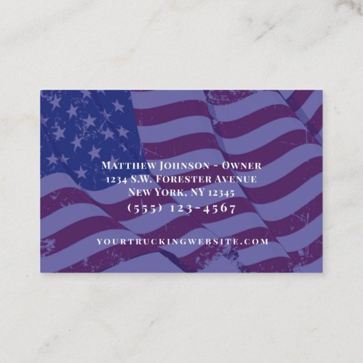 Patriottic Professional Transport Trucking Company Visitekaartje (Achterkant)