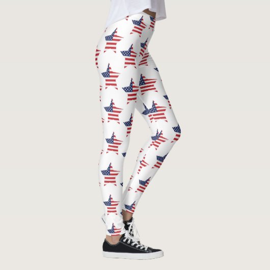 Patriottic Red Blue White American Flag Star Leggings (Rechts)