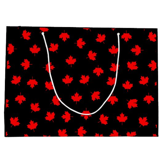 Patriottic Red Canada Maple Leaf Black Pattern Groot Cadeauzakje (Achterkant)